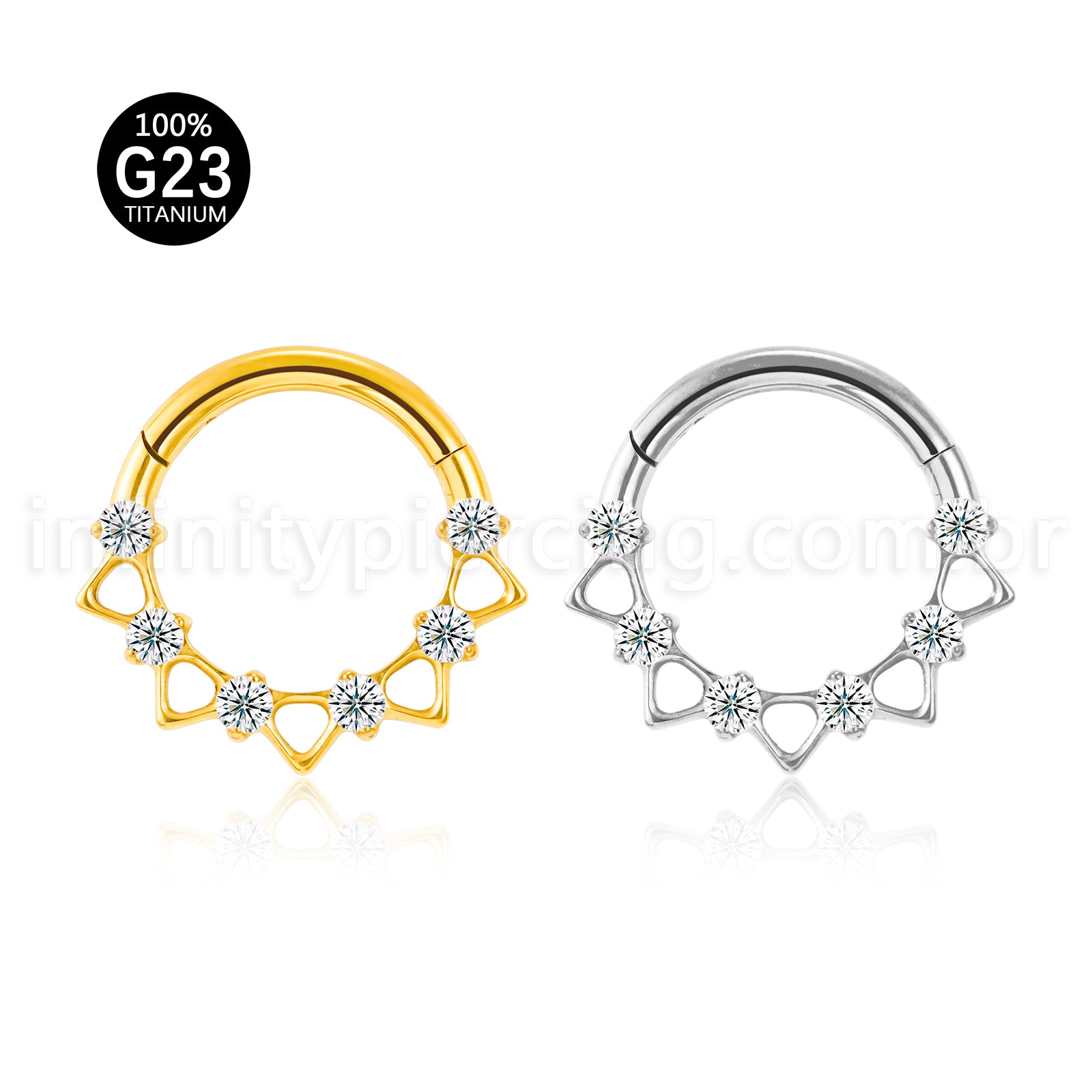 Piercing Argola Titânio Segmento Articulado Zircônia Cravejada