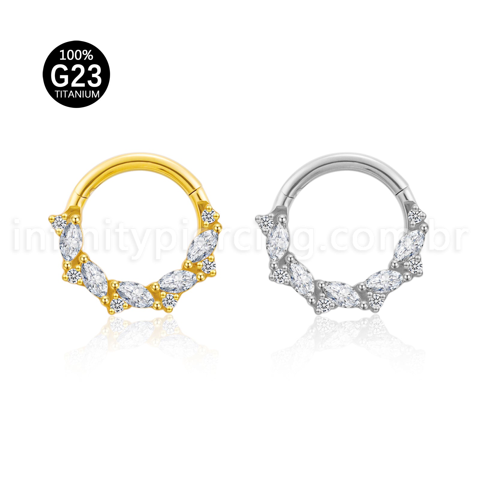Piercing Argola Titânio Zircônia Cravejada Frontal