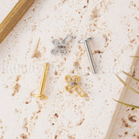 Piercing Labret Titânio Cruz Zircônia