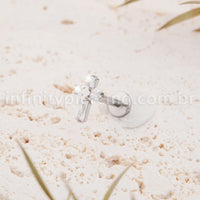 Piercing Labret Titânio Cruz Zircônia