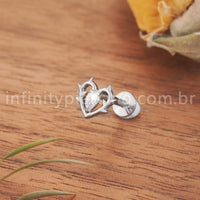 Piercing Labret Coração Vazado Titânio Zircônia  Cravejada