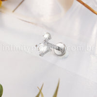 Piercing Labret Titânio Quadrado  Zircônias