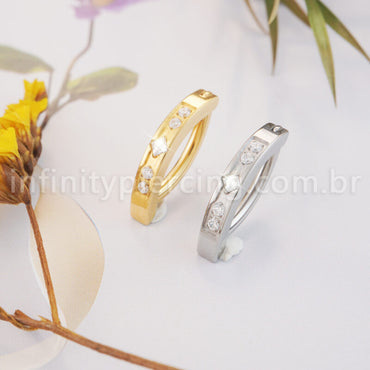 Piercing Argola Titânio Umbigo 5 Zircônia Cravejada
