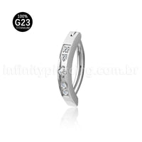 Piercing Argola Titânio Umbigo 5 Zircônia Cravejada