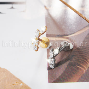 Piercing Labret Mini Cluster Titânio Zircônia