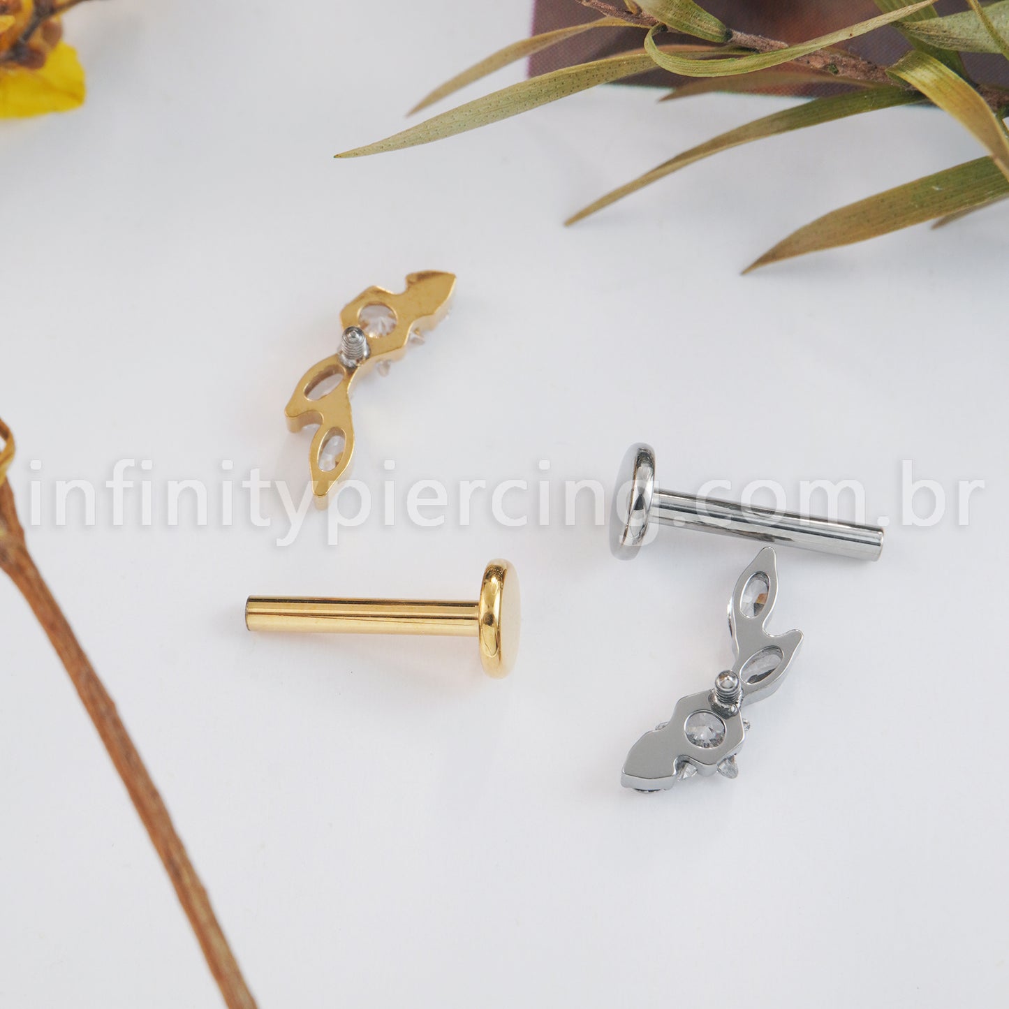 Piercing Labret Mini Cluster Titânio Zircônia