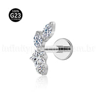 Piercing Labret Mini Cluster Titânio Zircônia
