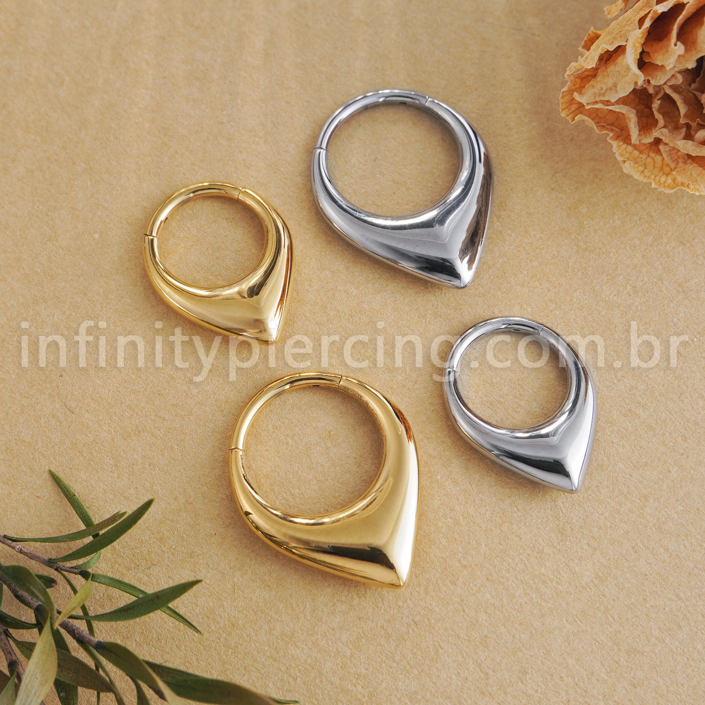 Piercing Argola Gota Titânio Segmento Articulado