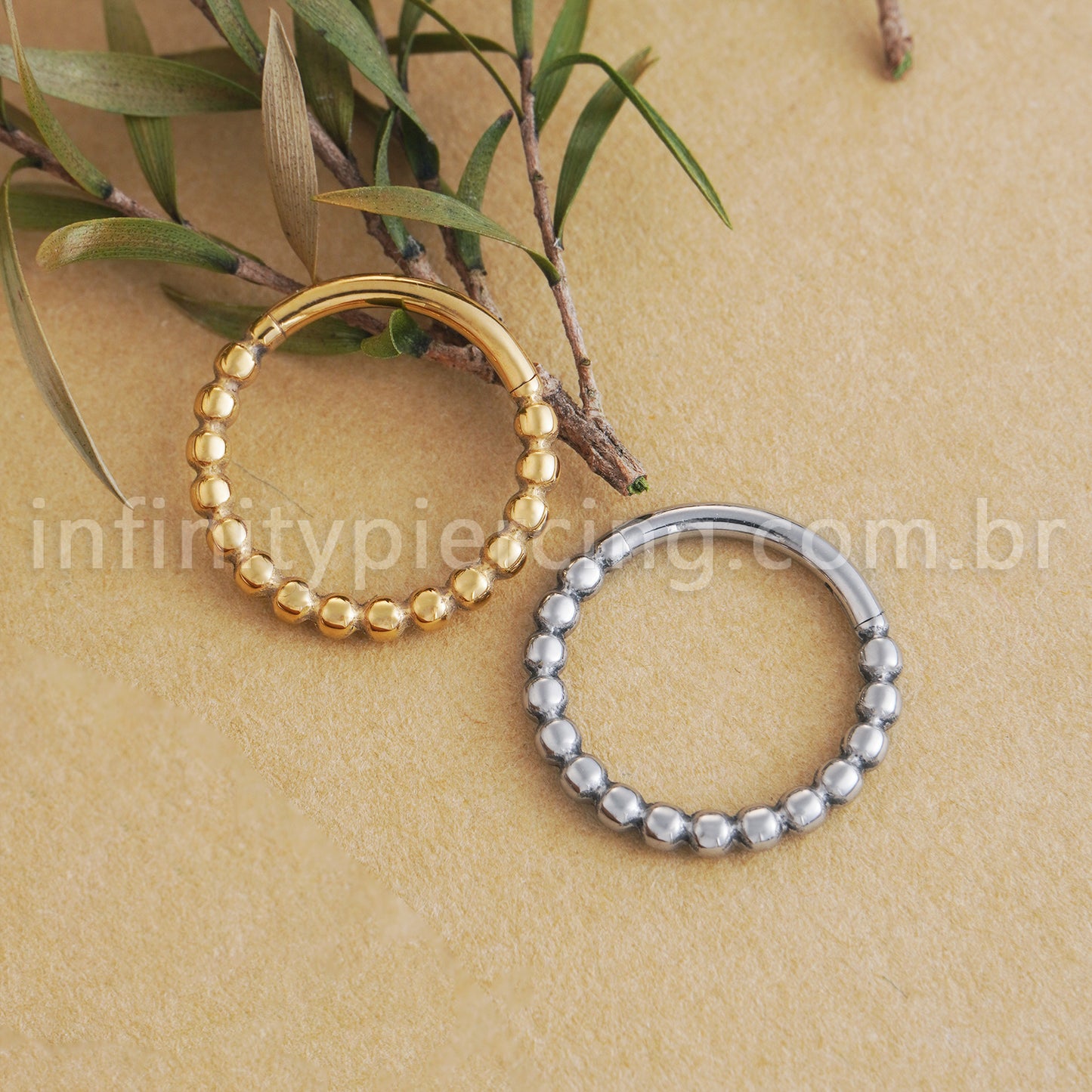 Piercing Argola Titânio Segmento Articulado Bolinhas