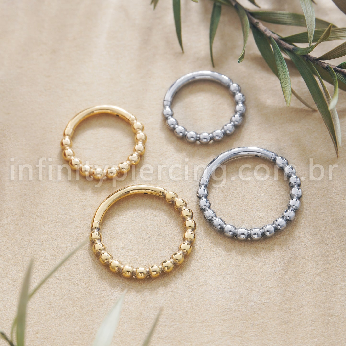 Piercing Argola Titânio Segmento Articulado Bolinhas