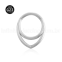Piercing Argola Modelo V Titânio Segmento Articulado 2 Fileira
