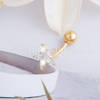 Piercing Banana Titânio Estrela Zircônia Cravejada