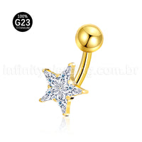 Piercing Banana Titânio Estrela Zircônia Cravejada