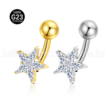 Piercing Banana Titânio Estrela Zircônia Cravejada