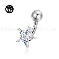 Piercing Banana Titânio Estrela Zircônia Cravejada