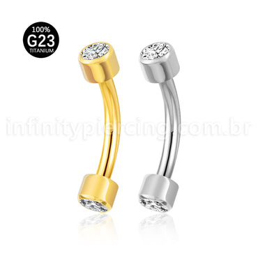 Piercing Barbell Curvo Titânio Zircônia