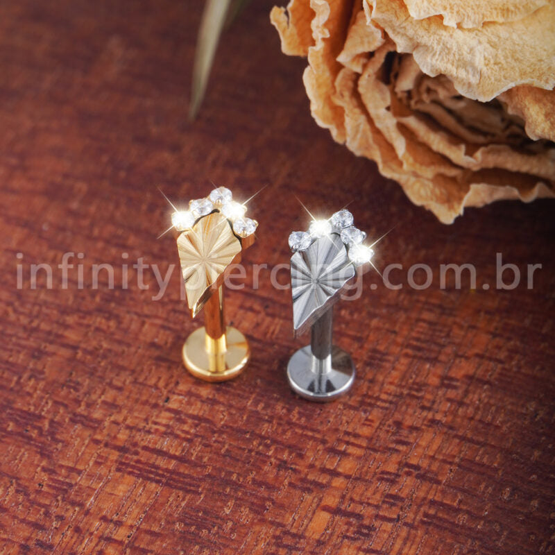 Piercing Labret Losango Titânio 5 Zircônia