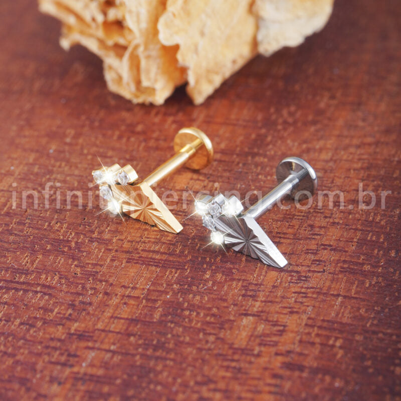 Piercing Labret Losango Titânio 5 Zircônia