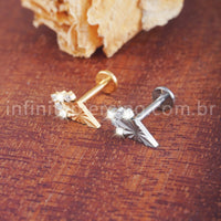 Piercing Labret Losango Titânio 5 Zircônia