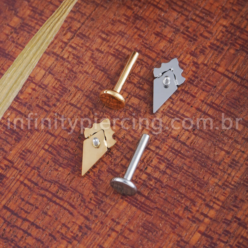 Piercing Labret Losango Titânio 5 Zircônia
