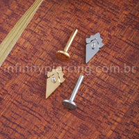 Piercing Labret Losango Titânio 5 Zircônia
