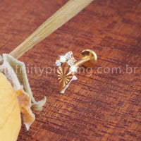 Piercing Labret Losango Titânio 5 Zircônia