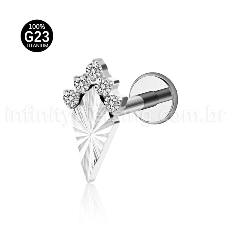 Piercing Labret Losango Titânio 5 Zircônia