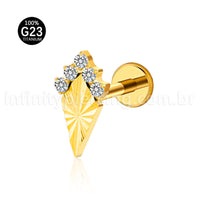 Piercing Labret Losango Titânio 5 Zircônia