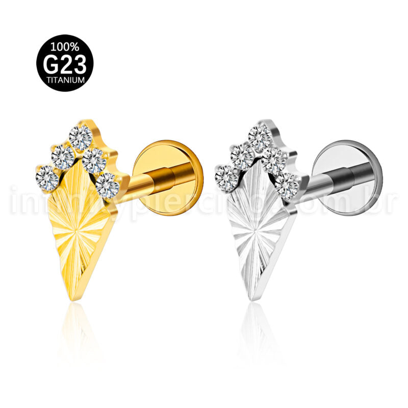 Piercing Labret Losango Titânio 5 Zircônia