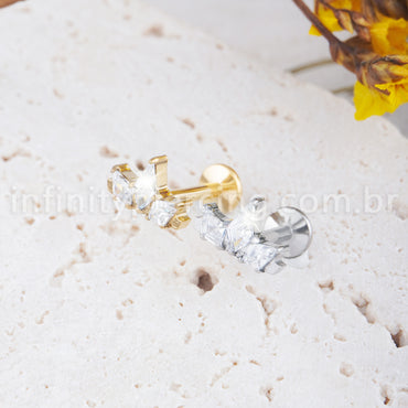 Piercing Labret Titânio Trio Zircônia