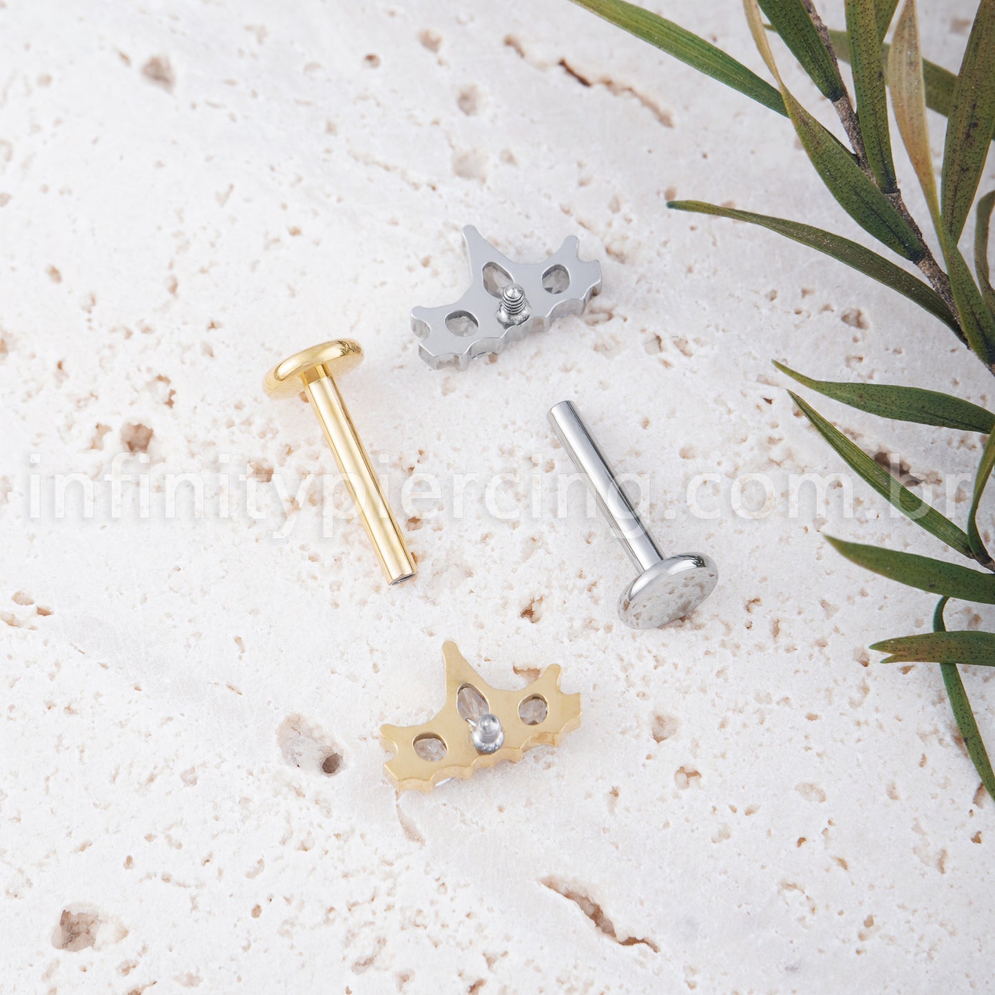 Piercing Labret Titânio Trio Zircônia