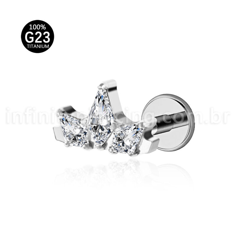Piercing Labret Titânio Trio Zircônia