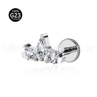 Piercing Labret Titânio Trio Zircônia