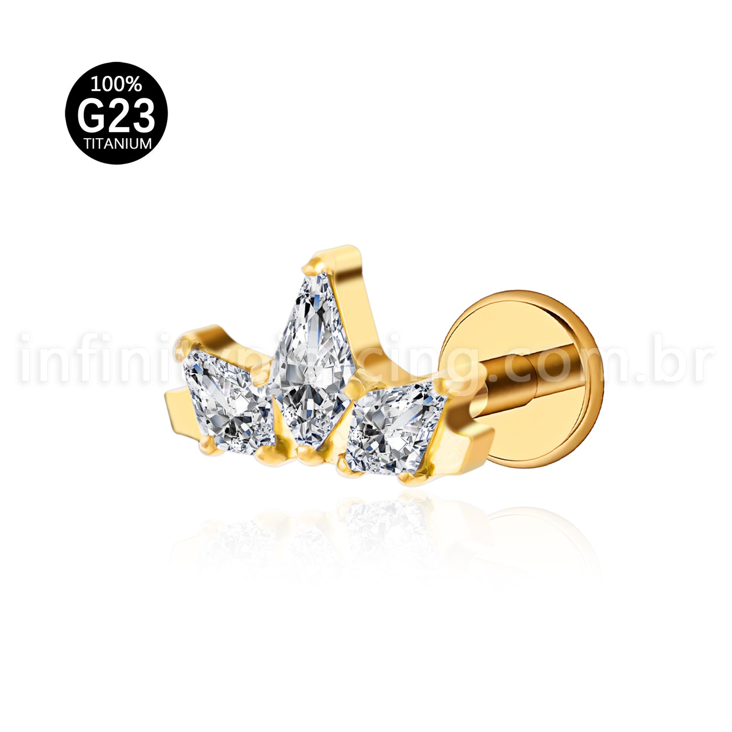 Piercing Labret Titânio Trio Zircônia