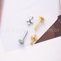 Piercing Labret Titânio Cruz