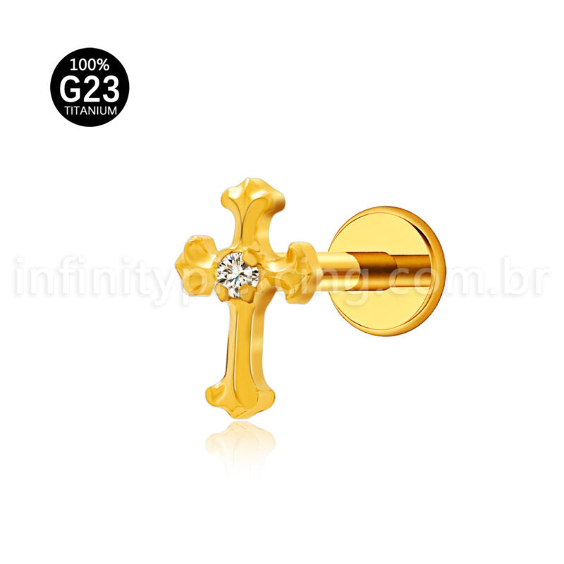 Piercing Labret Titânio Cruz