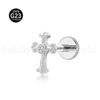 Piercing Labret Titânio Cruz