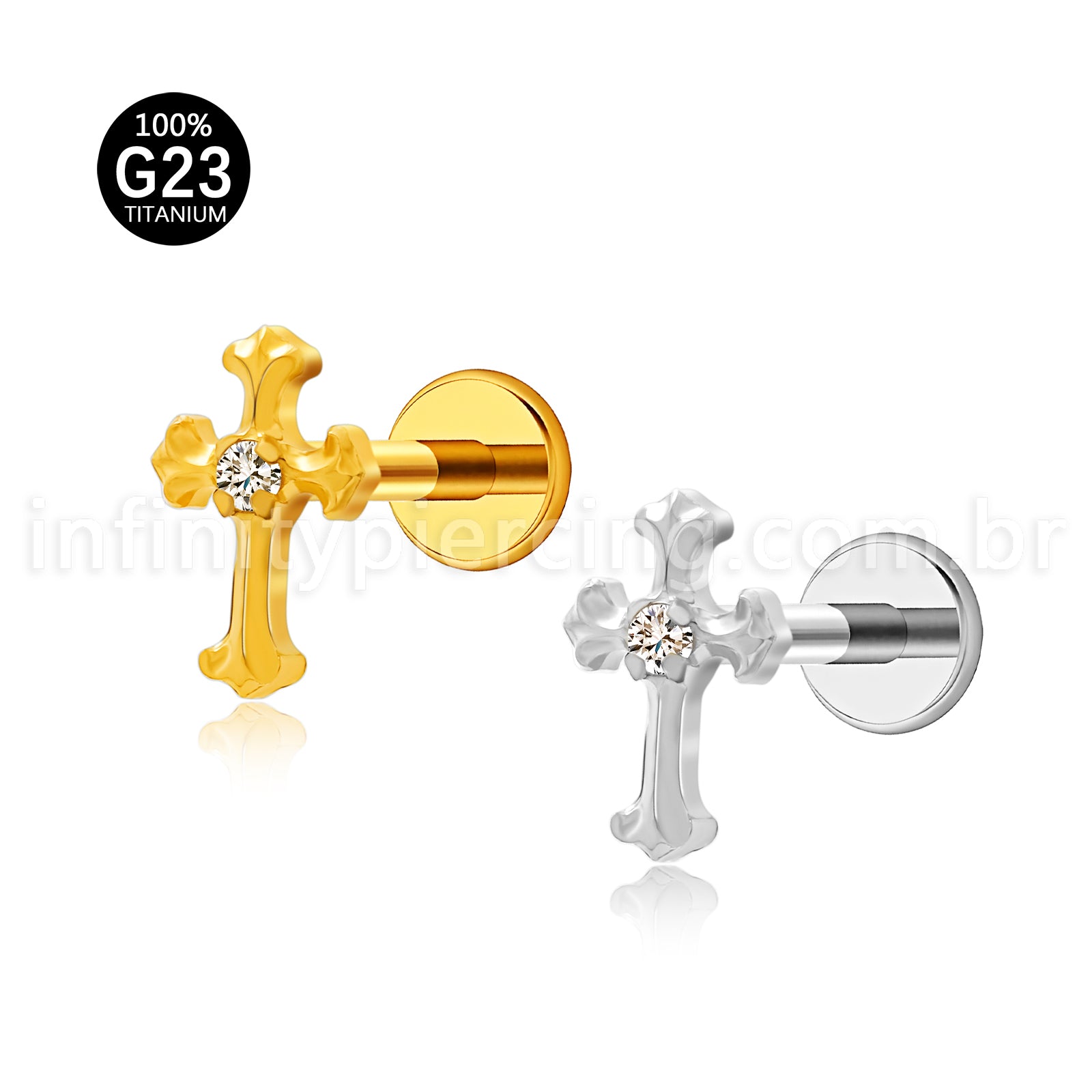 Piercing Labret Titânio Cruz