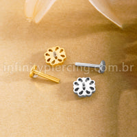 Piercing Labret Titânio Flor Com Zircônia Cravejada