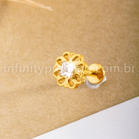 Piercing Labret Titânio Flor Com Zircônia Cravejada
