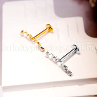 Piercing Labret Titânio Cluster Zircônia Cravejada