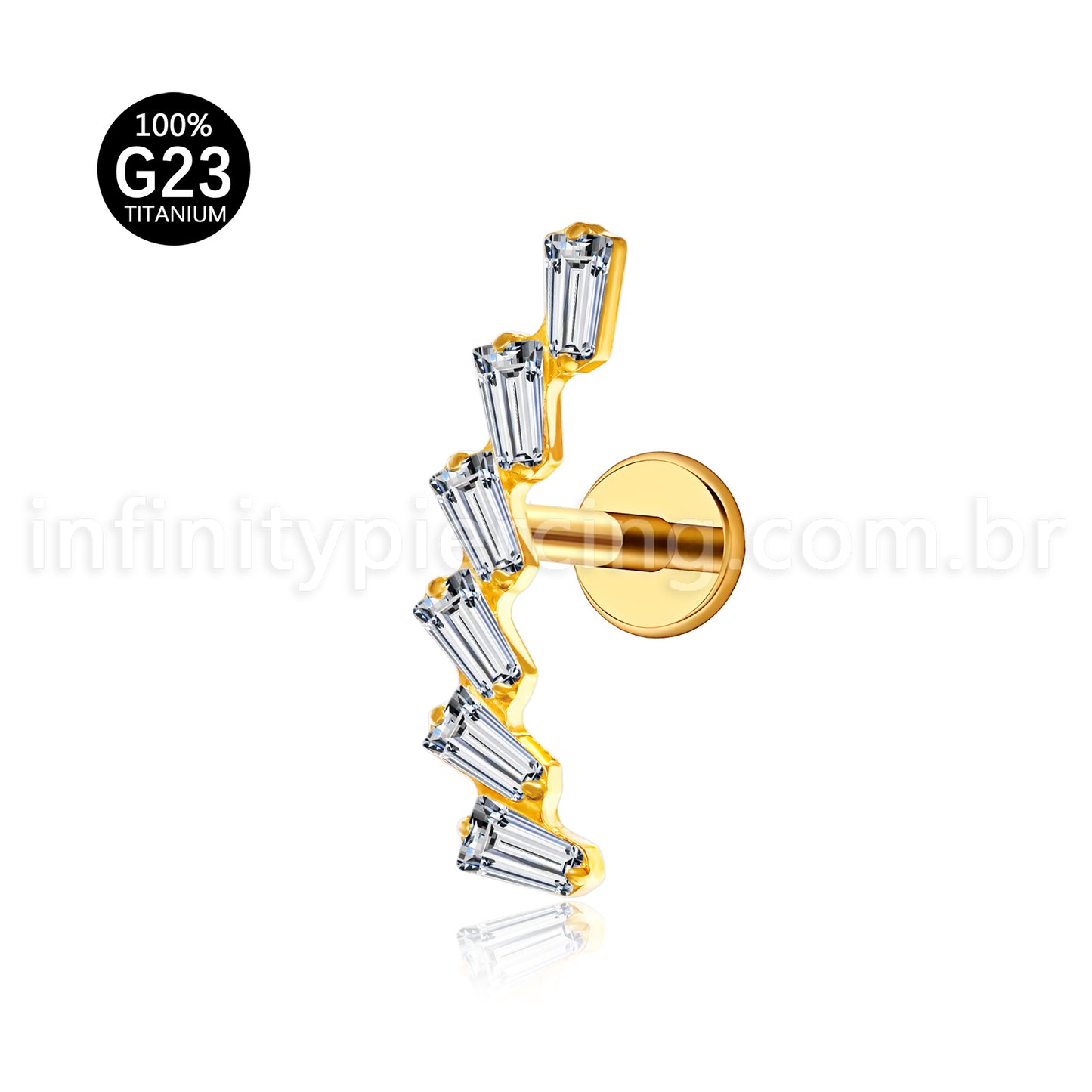 Piercing Labret Titânio Cluster Zircônia Cravejada