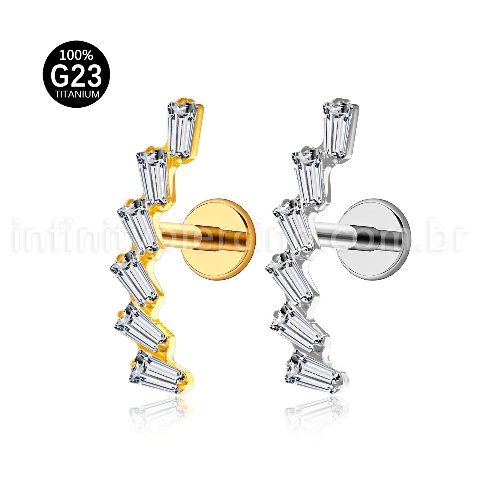 Piercing Labret Titânio Cluster Zircônia Cravejada