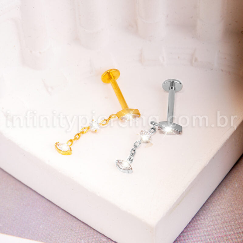 Piercing Labret Titânio Com Pingente