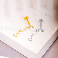 Piercing Labret Titânio Com Pingente