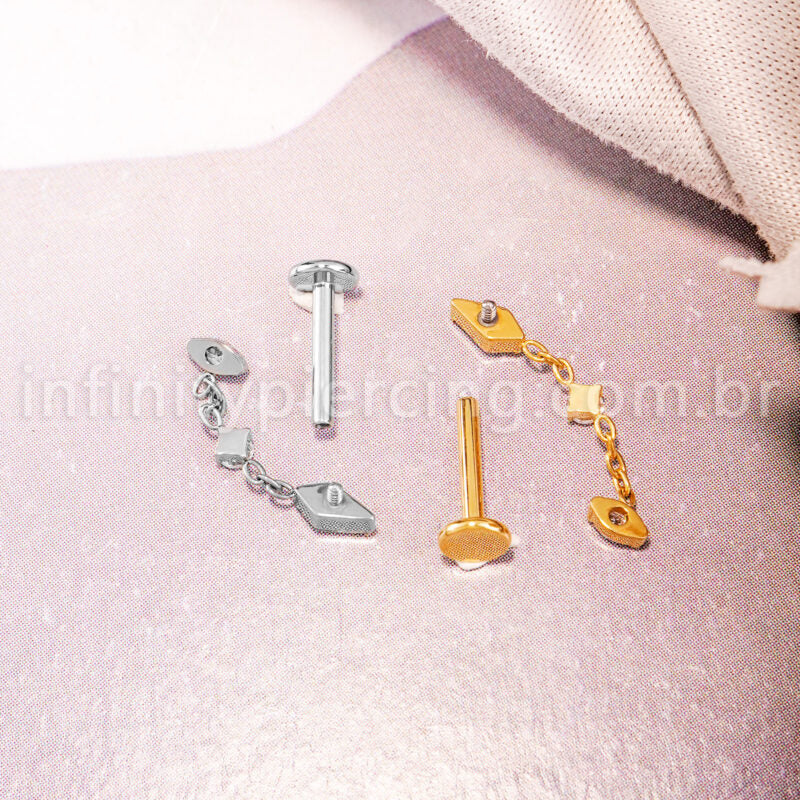Piercing Labret Titânio Com Pingente