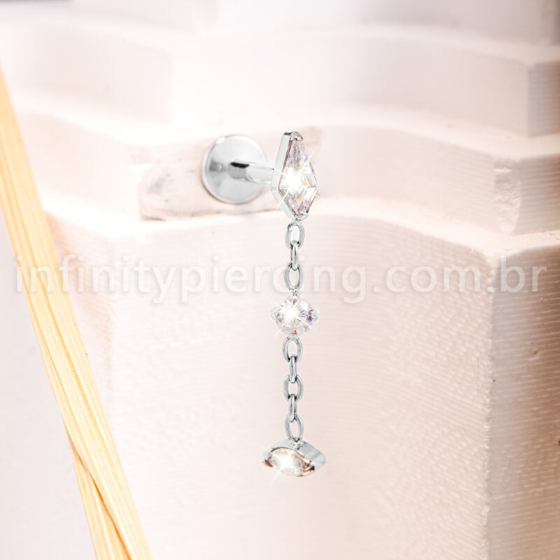 Piercing Labret Titânio Com Pingente