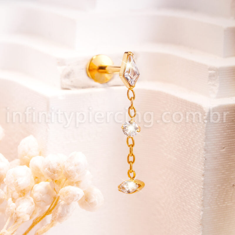 Piercing Labret Titânio Com Pingente