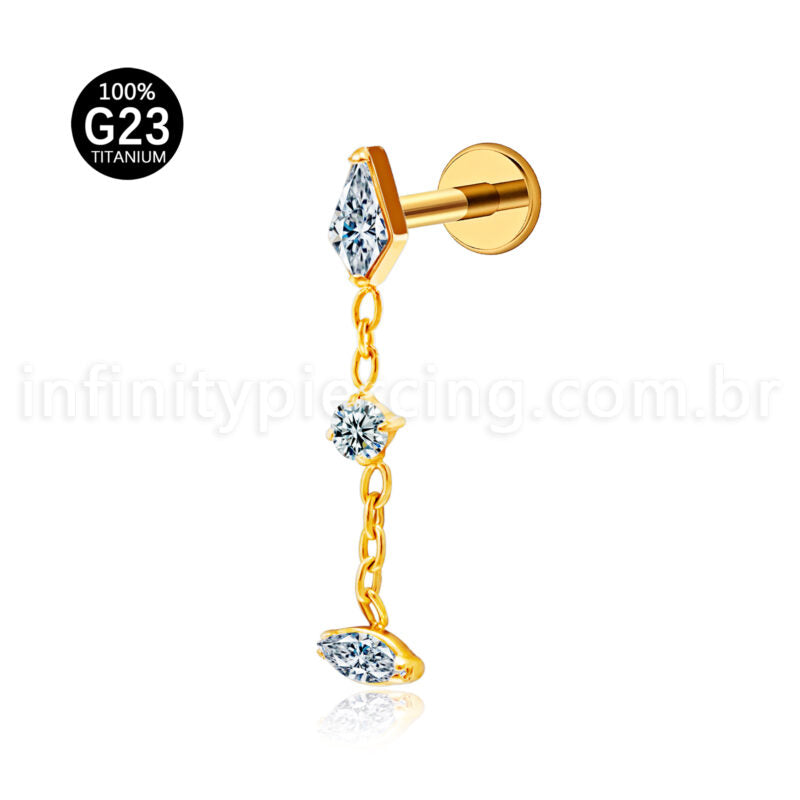 Piercing Labret Titânio Com Pingente
