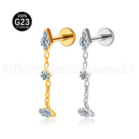 Piercing Labret Titânio Com Pingente